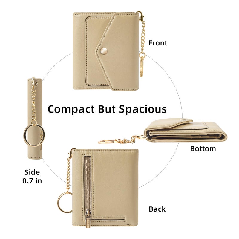 Gostwo Womens Wallet RFID Blocking Small Wallets Woman Credit Card Holder Trifold Ladies Wallets with Coins Zipper Pocket(Sand) - Image 5